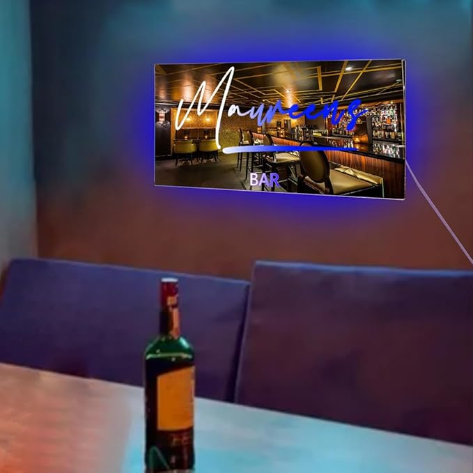 Personalized LED Name Mirror Light - Custom Multi Colour Lighting Mirror, Name Sign, Wall Decor for Bedroom, Bar, Barber Shop