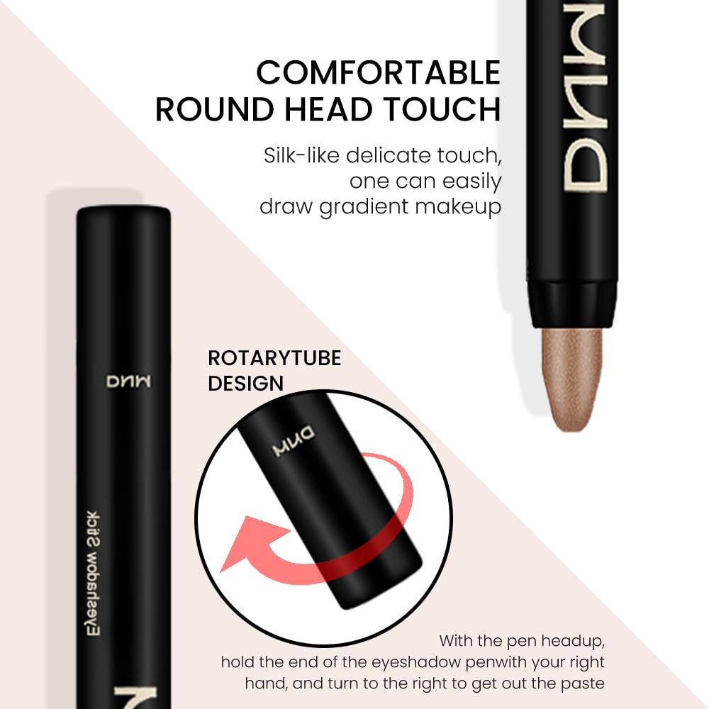 8Pcs Cream Eye Shadow Brightener Sticks Set for Eyes, Champagne Pearl Taupe Bronze Cocoa Stone Putty Smoky Amethyst, Halloween Makeup, Matte Shimmer Eye Shadow Pencil Pen Crayon Waterproof 03