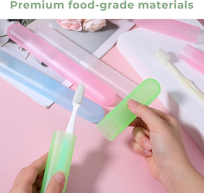 8 PCS Toothbrush Travel Case, Plastic Toothbrushes Covers Portable Tooth Brush Holder for Travel Toothbrush Holder Toothbrushes Container Protector Tooth Brush Case for Trip Camping Home Business