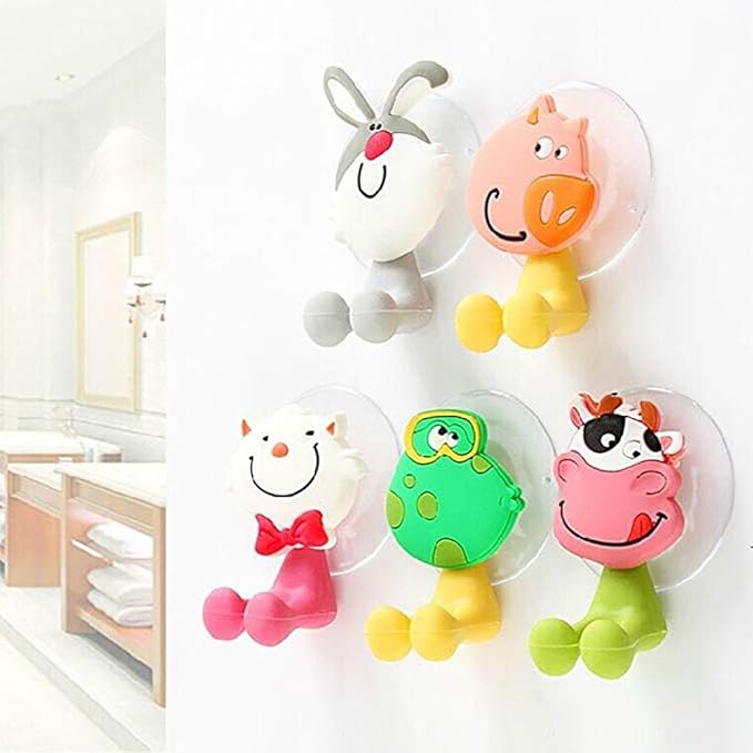 Toothbrush Holder for Kids, Cute Animal Wall Mounted Toothbrush Holder with Suction Cup (9 Pack Animal Random)