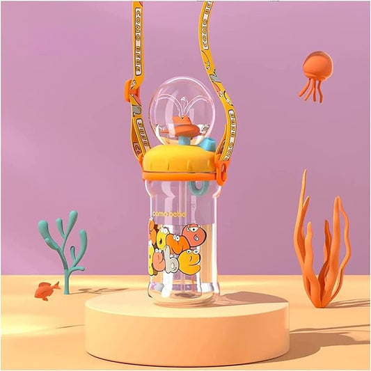 Drinking Cup With Whale Squirt, Cute Whale Cup Water Bottle, Whales Spray Sippy Cups, Leak Proof Weighted Straw Cups for kids (350ml/Yellow)