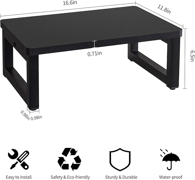 Snughome Wooden Step Stools for Adults Kids, Solid Portable Wooden Bedside Step Stool Adults Hold Up to 350 lb, One Step Foot Stool for Kitchen, Bedroom, Living Room, Bathroom - Self-Assembly(Black)