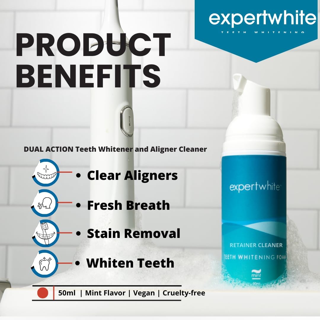 Max HP Foam Aligner & Retainer Cleaner, Teeth Whitening Foam Peroxide Teeth Whitener Foam - freshens Breath, whitens Teeth, eliminates Bacteria, Kills Bad Breath, Suitable Invisalign.