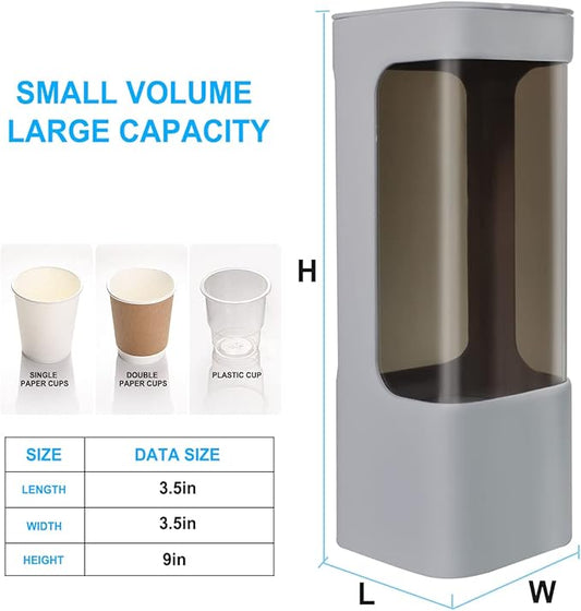 LBTING Water Cooler Cup Dispenser, Pull Type Cup Holder Fit 3oz - 5oz Small Bathroom Disposable Cups, Adhesive Wall Mounted Cup Dispenser - Gray