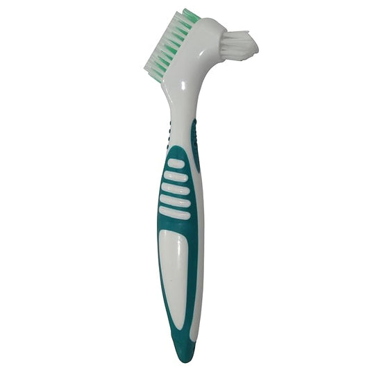 2-Pack Denture Cleaning Brush Set- Hygiene Denture Cleaner Set for Denture Care- Top Denture Cleanser Tool w/ Multi-Layered Bristles & Rubber Handle