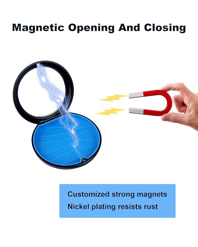 2 Pack Retainer Case with Mirror Kits, Aligner Case Compatible with Invisalign, Slim Night Guard Cases with Aligner Removal Tool, Brush and Chew, Black