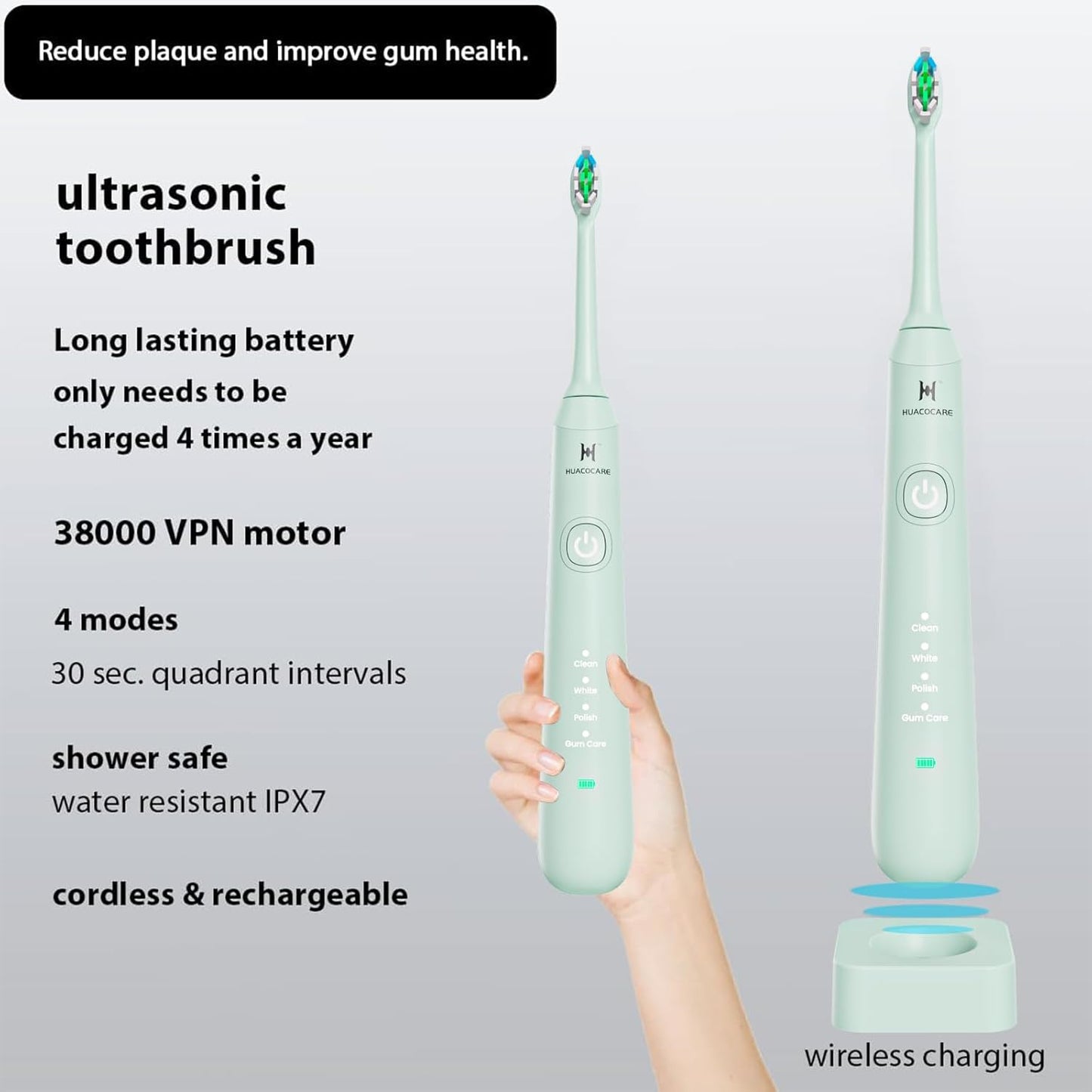 2-1 Oral Clean Kit- Water Dental flosser & Electric Toothbrush Combo- Brushing & Flossing- for Teeth Cleaning and Gum Health (Light Green)