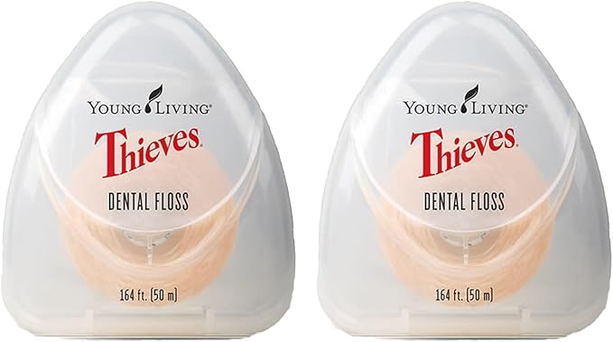 Young Living Thieves Dental Floss | 164 ft | Infused with Thieves Essential Oil Blend | Natural Waxed Floss for Daily Oral Hygiene, Fresh Breath, and a Naturally Clean Feeling | 2 Pack