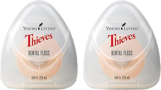 Young Living Thieves Dental Floss | 164 ft | Infused with Thieves Essential Oil Blend | Natural Waxed Floss for Daily Oral Hygiene, Fresh Breath, and a Naturally Clean Feeling | 2 Pack