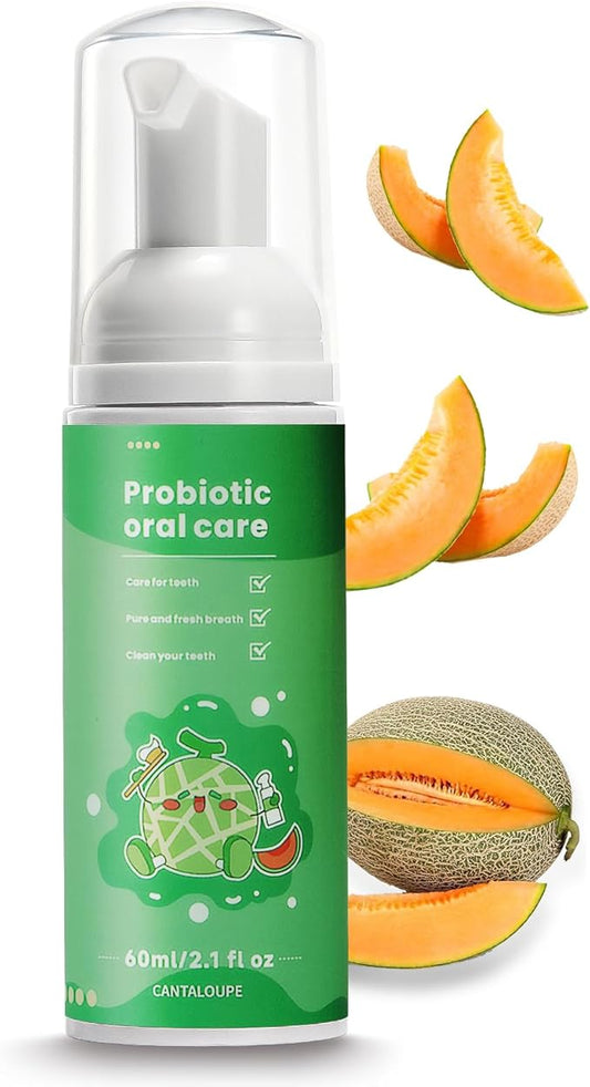 Kids Fluoride Free Foam Toothpaste - Toddler Natural Teeth Clean and Whitening Toothpaste with Cantaloupe Mint Flavor, Organic Travel for U Shaped Toothbrush
