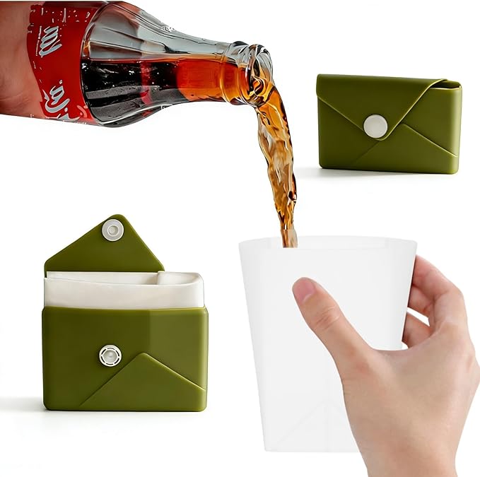 Silicone Collapsible Travel Cup, Foldable Water Cup with Card Bag - Portable Leak-Proof Reusable Mug for Camping, Hiking, Sports (green)