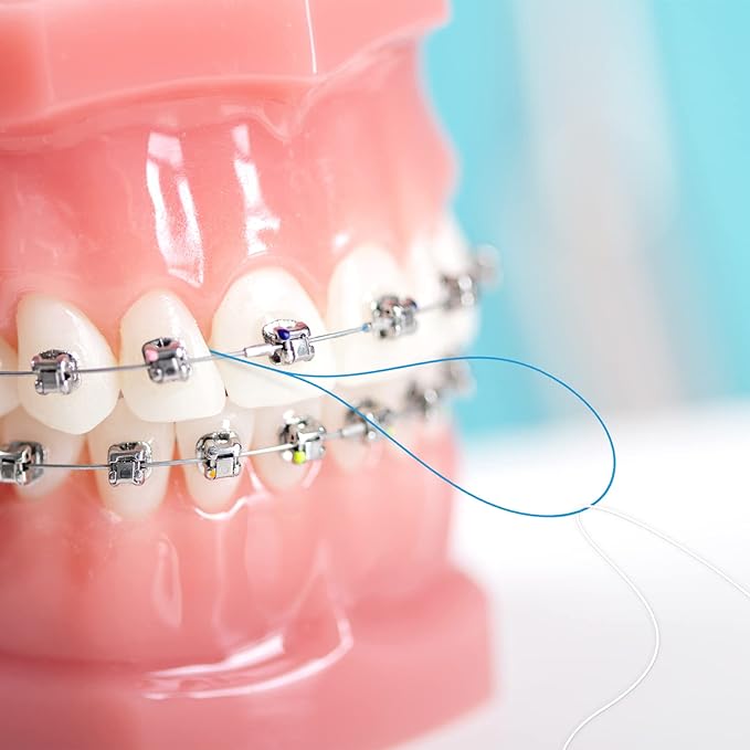 Floss Threaders, Deep Clean Dental Floss Threader for Braces, Bridges, and Implants 200PCS(4Pack),Blue