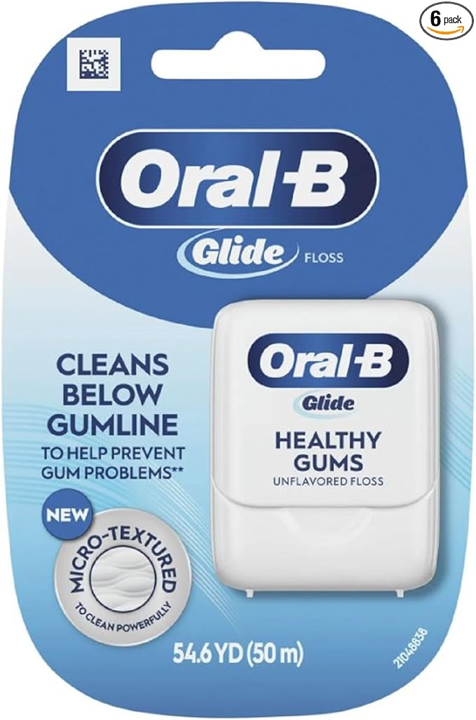 Oral-B Glide Healthy gums, unflavored floss 50M (Pack of 6)
