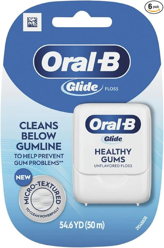 Oral-B Glide Healthy gums, unflavored floss 50M (Pack of 6)
