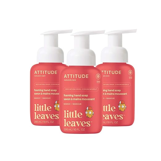 ATTITUDE Foaming Hand Soap for Kids, EWG Verified, Dermatologically Tested, Plant- and Mineral-Based Ingredients, Vegan, Mango, 10 Fl Oz (Pack of 3)
