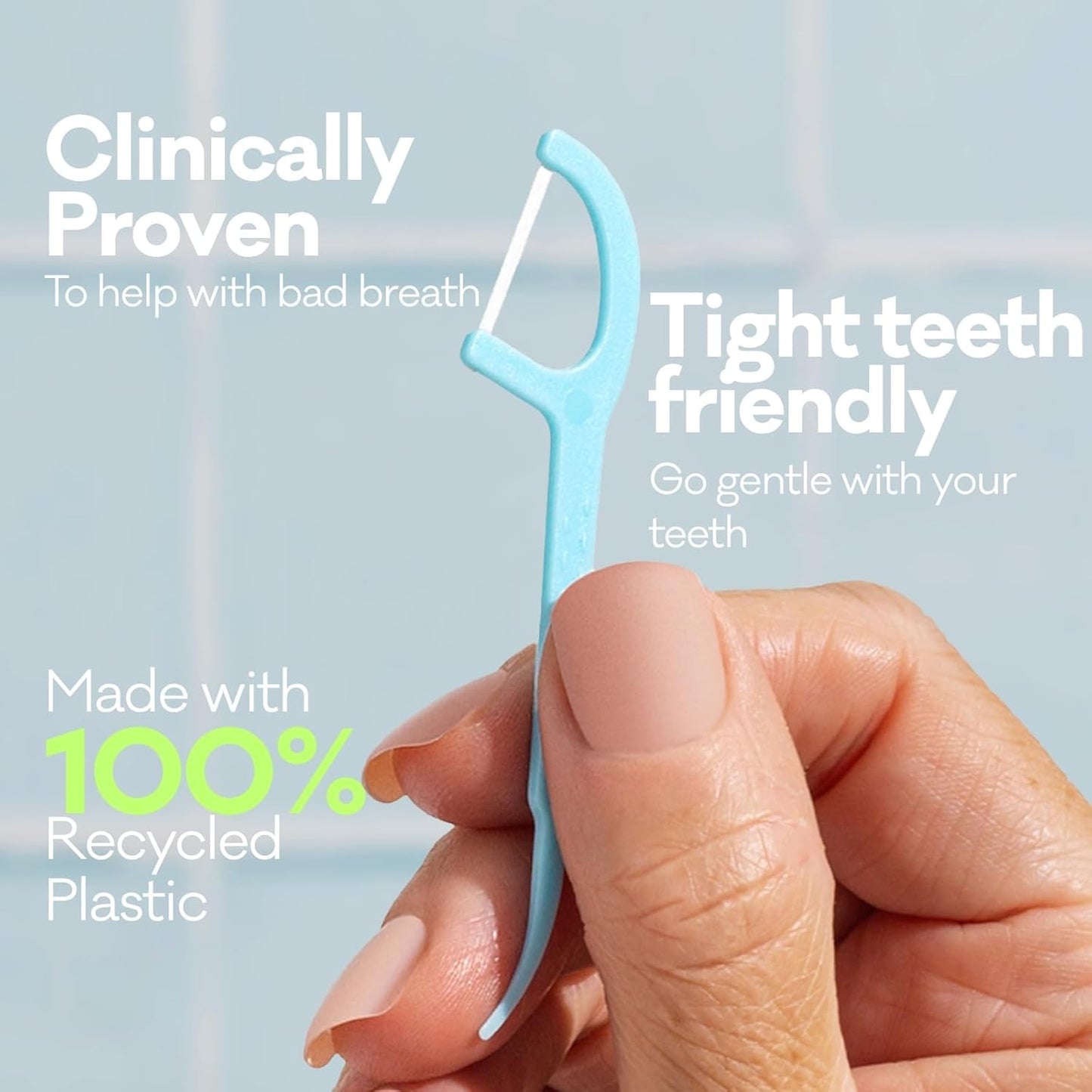 Grin Tooth Picks Flossers for Adults – Manuka Oil Infused Dental Floss Picks for Teeth Cleaning - Natural Mint Flavor - 100% Recycled Plastic Handle - 80 Count Canister (Pack of 3)