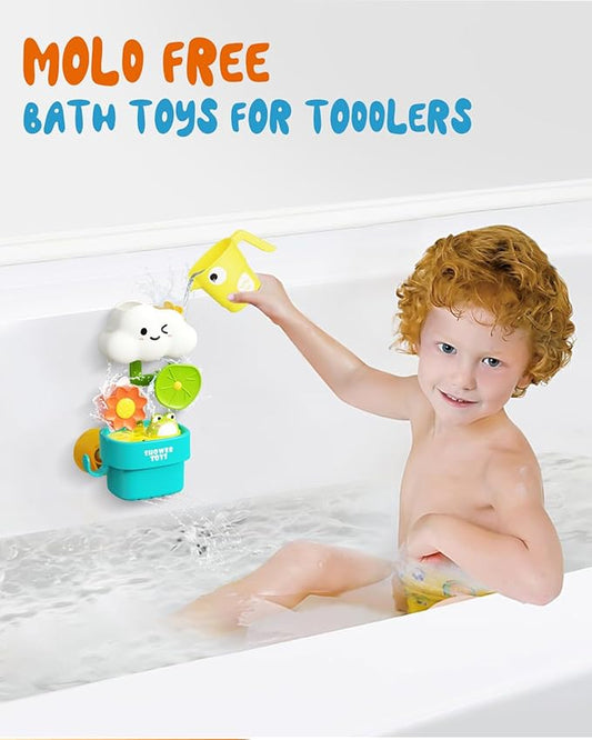 Bath Toys for Kids Ages 1-3: Cloud Set with Watering Cup, Toddler Interactive Bath Toys with Strong Suction Cup, Attach to Any Tub or Shower Fun for Bath Time - Great for Boys, Girls Shower Gifts