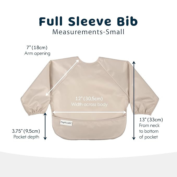Tiny Twinkle Long Sleeve Bib for Babies & Toddlers – 2 Pack Waterproof Smock Bibs for Eating – Machine Washable & Mess-Proof, Baby Feeding Essential & Shower Must-Have (Periwinkle Putty,6–24M)