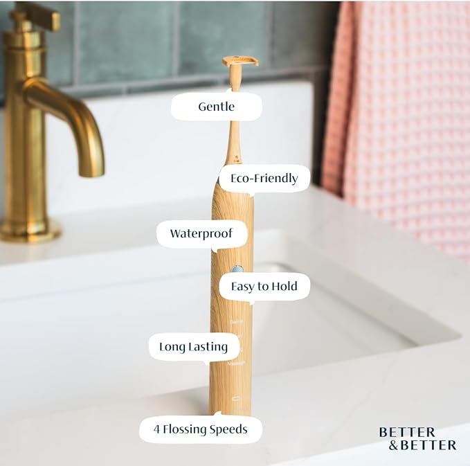 Better & Better Bamboo Sonic Electric Flosser Refill Tips - 90 Pack | Replaceable Bamboo Flossing Tips for Deep, Gentle Cleaning | Plant-Based, Gum-Friendly & Plaque-Removing Oral Care