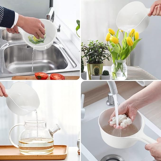 2 PCS Water Scoop for Bath, Plastic Shower Bucket, Bathroom Water Scoop Cup, Bathing Ladle with Adhesive Hook,1.5 Liter