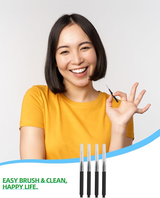 Interdental Brushes, 80 Pieces Braces Brush Between Teeth, Toothpicks Floss Picks for Braces, Dental Flosser Head for Tooth Oral Cleaning Tools, Black