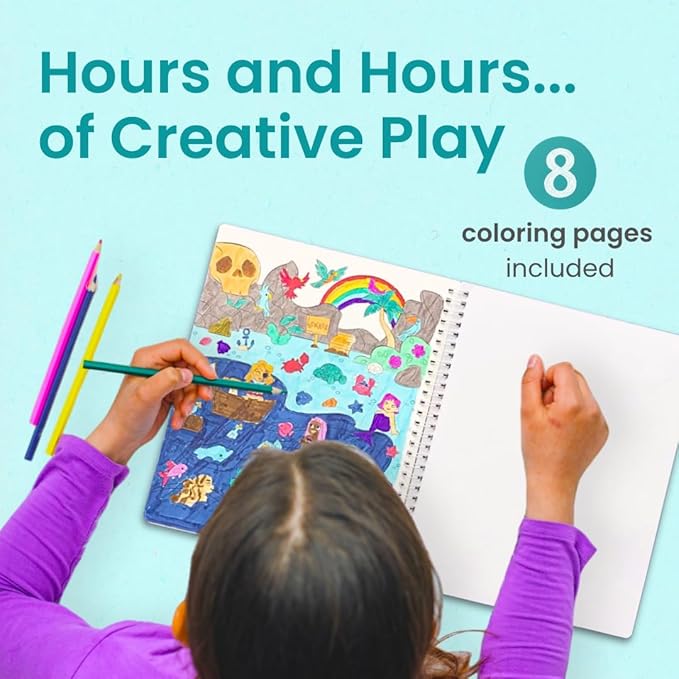 Cupkin Pirate Sticker Book Activity for Kids, Toddler Airplane Travel Essentials, 300+ Pirate Stickers for Kids + 8 Scenes + 8 Coloring Book Pages, Gift for Boys and Girls, Small Sticker Book