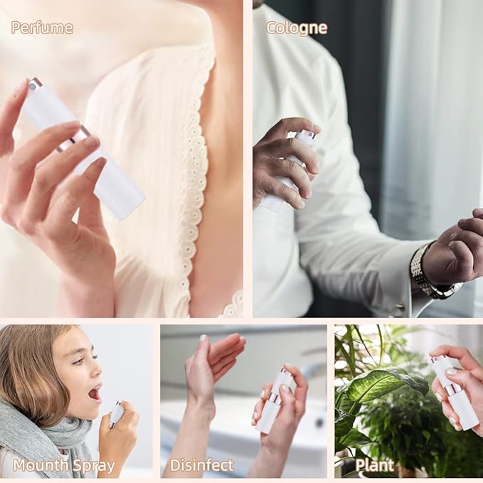 LISAPACK 8ML Atomizer Perfume Spray Bottle for Travel (3 PCS) Empty Cologne Dispenser, Portable Sprayer (White)