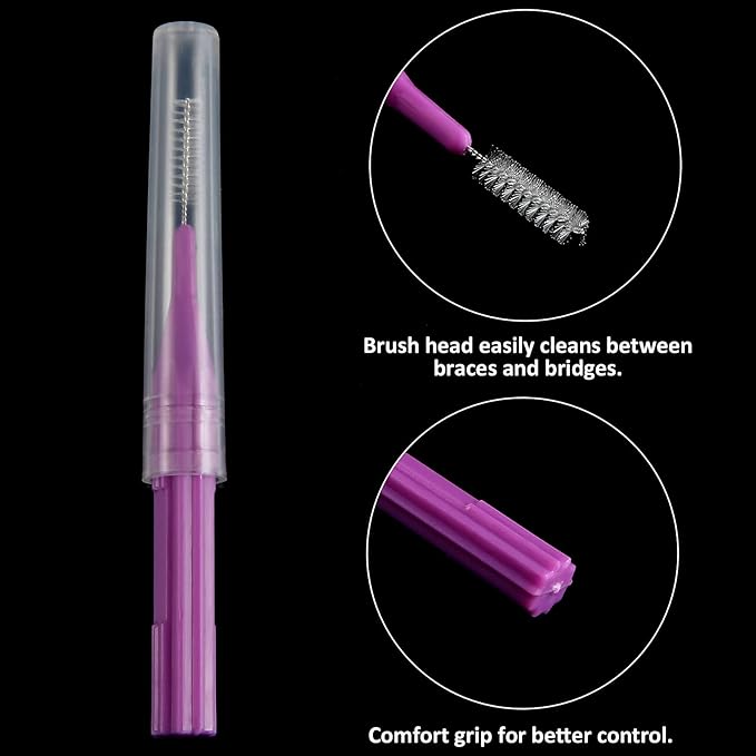 Patelai 50 Pieces Braces Brush for Cleaner Interdental Brush Between Teeth Toothpick Flosses Dental Flossing Head Oral Hygiene Tooth Cleaning Tool(Light Blue, Purple, Yellow, Gray, Light Green)