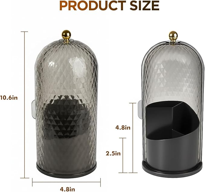 3 Slots Toothbrush Holders with Lid, Rotating Concealed Tooth Brush Holders for Bathroom, Countertop Toothbrush Holder with Cover, Toothpaste Holder for Bathrooms, Makeup Brush Holder(Black)