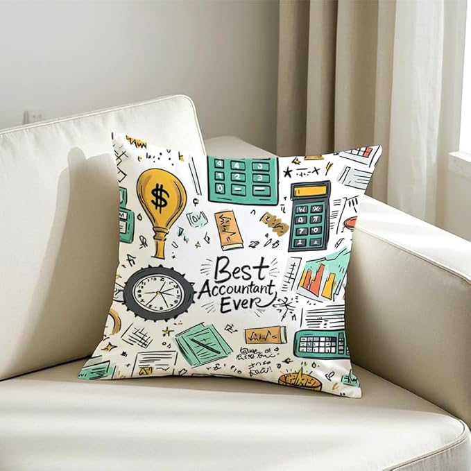 Cirzone Accountant Gifts for Women -18x18Inch Accountant Throw Pillow Cover Accountant Gifts with Gift Box Perfect Birthday Accounting Graduation CPAS Gifts for Home Sofa Decor