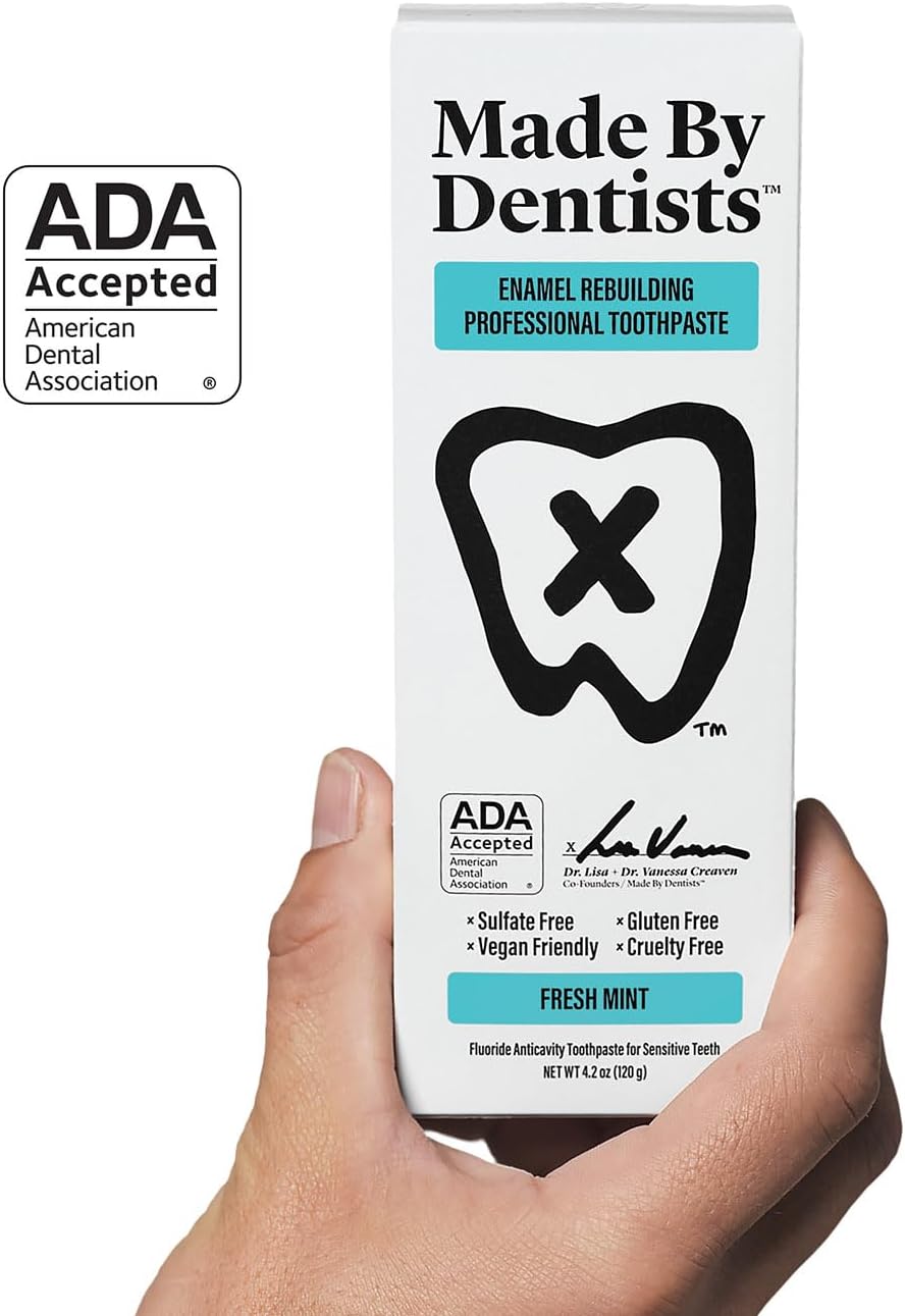 Made by Dentists Professional Enamel Rebuilding Toothpaste - 2 Pack - Remineralizing Nano Hydroxyapatite Toothpaste with Sodium Fluoride, ADA Approved, Vegan, 2 x 4.2oz