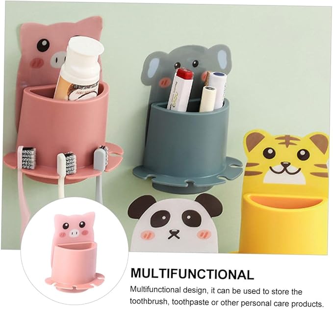 Wall-Mounted Bathroom Toothbrush Holder Rack Suction Adhesive Storage Bracket for Compact Wall Storage Easy-Install Bathroom Wall Rack Organizer