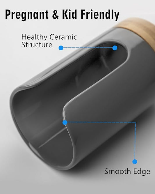 Ceramic Bathroom Cups Dispenser - 3-5 oz Disposable Paper & Plastic Bathroom Cups Holder - Mouthwash Cups Dispenser for Bathroom, Guest Toiletries, Countertop, Coffee - BPA Free (Grey)