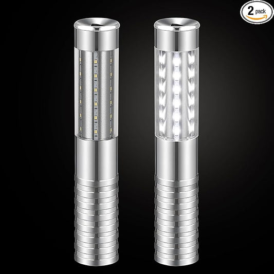 2 Pieces LED Strobe Baton Light Rechargeable Bottle Service Sparklers Stick Reusable Champagne Bottle Handheld LED for Club Stage Nightclub Party Concert Event Bar Outdoor - Silver