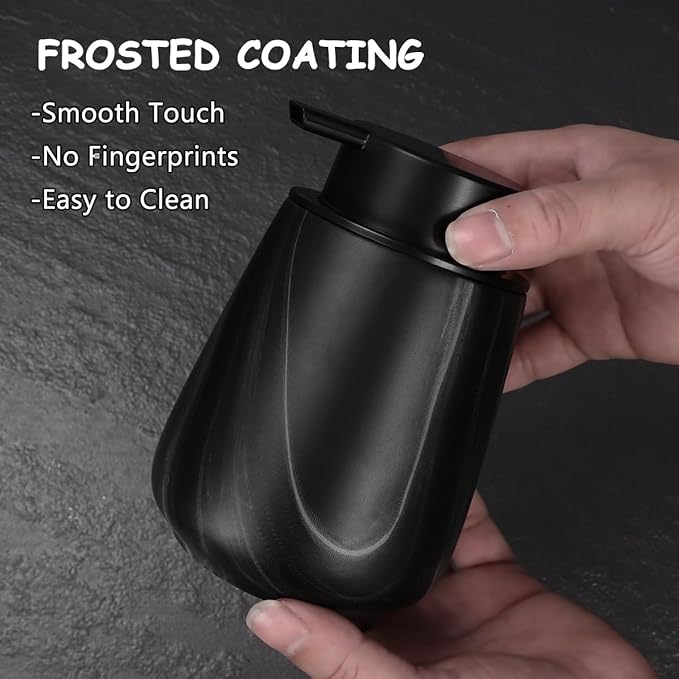 12Oz Ceramic Liquid Soap Dispenser - Modern Lotion Hand Soap Dispenser with Easy-to-Press Black Pump, Reusable and Refillable Dish Soap Dispensers for Bathroom & Kitchen, Marble Black