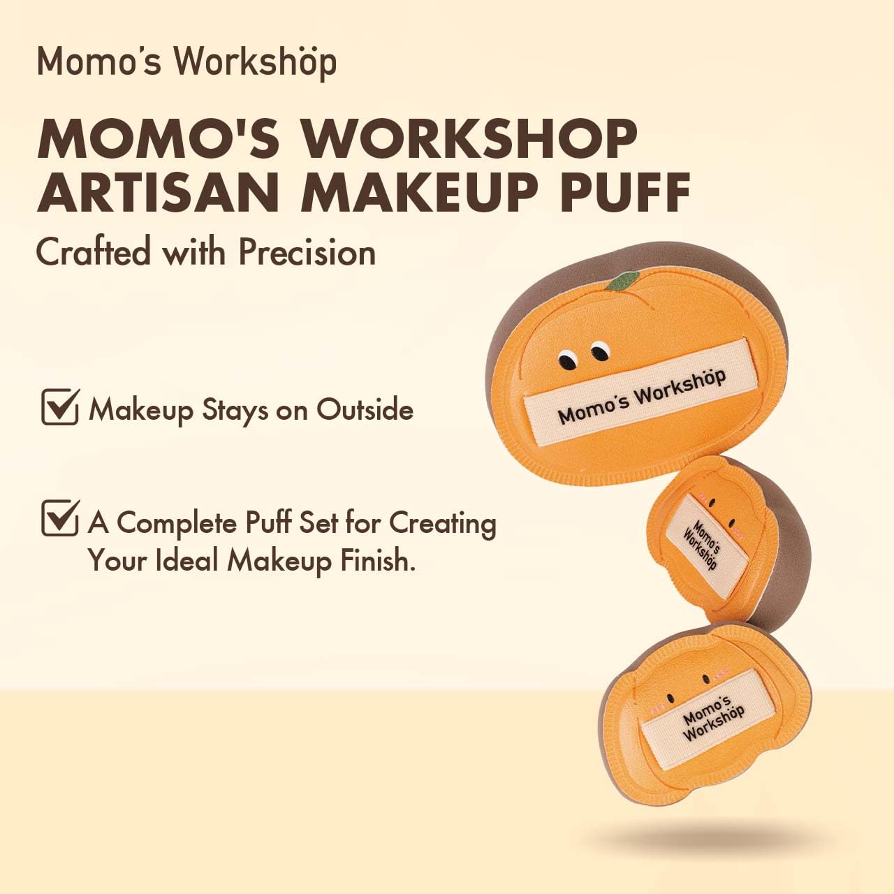 Momo's Workshop Pumpkin Makeup Sponge Set (3pcs) - Large & Small Cushion Puffs for Halloween Themed,Rubycell Material for Flawless Foundation Application, Travel-Friendly & Storage Case