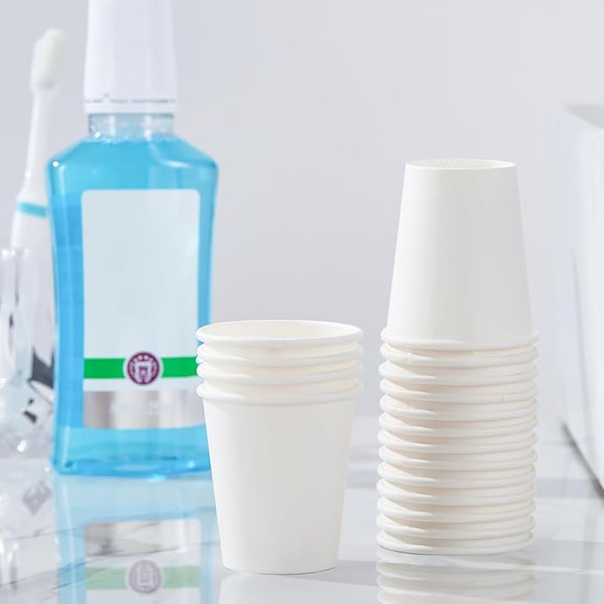 SIUQ 600 Pack 5 oz Paper Cups, Disposable Mini Bathroom Mouthwash Cups, Hot/Cold Drinking Cups, White Disposable Paper Cups for Bathroom, Home, Party, Office, Picnic, Travel