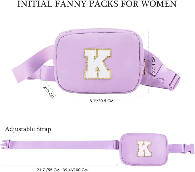 YOOLIFE Birthday Gifts for 4 5 6 7 8 9 10 11 12 13 14 Year Old Girls - Initial Fanny Pack Belt Bag Purse for Girls Teens Daughter Sister Niece, Personalized Trendy Stuff for Teen Girl Kids | Purple Z