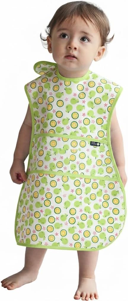 Full Coverage Waterproof Feeding Bib for Toddlers – Extra Long Apron Bib for Mealtime, Self-Feeding, High Chairn