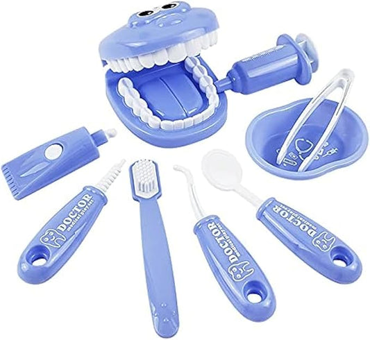 9PCS Plastic Simulation Dentist Play Set Medical Kit Pretend Toy for Kids Hygienic Habbit Cultivation Role Play Game for Children 6 Colors (Purple/Pink/Yellow/Green) Simple OPP Bag Packaging (Purple)