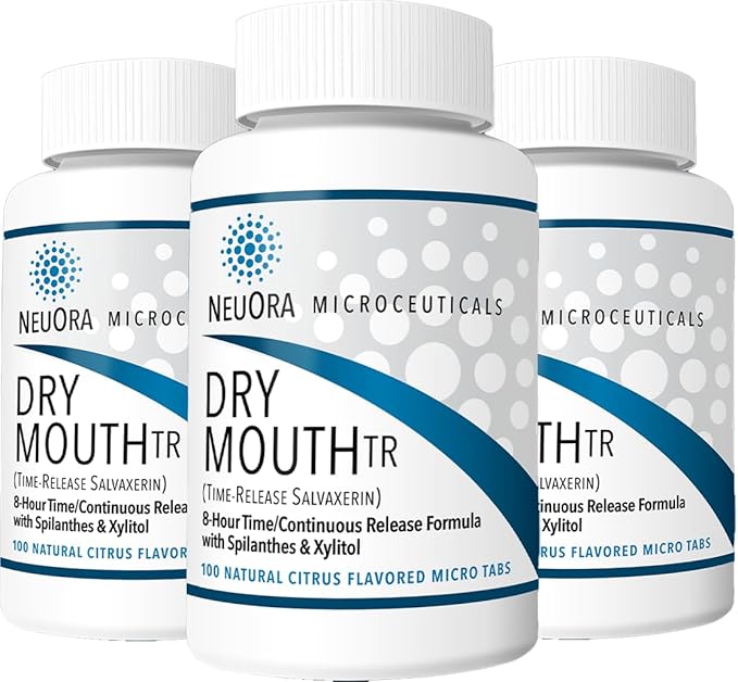 Dry Mouth TR by NeuOra Microceuticals: 8 Hour Time-Release Oral Micro Tabs, 3pk