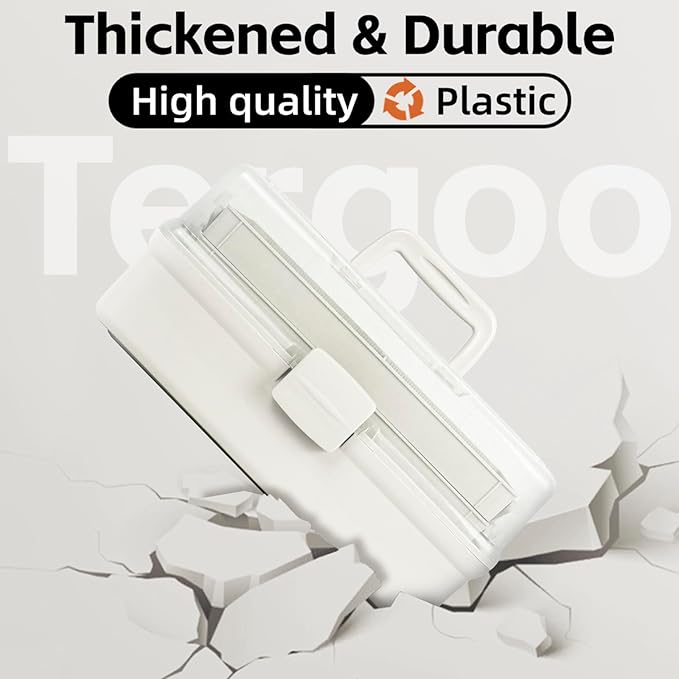 14in 3-Layer Multipurpose Craft Organizers and Storage with Adjustable Dividers, Portable Tackle Box, Folding Art & Craft Case for Medicine, Tool, Sewing Organizer (White, X-Large)