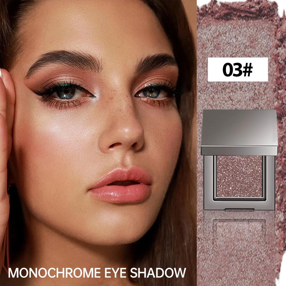 Single Glitter Eyeshadow Palette Makeup– velvet Cream Shimmer MIni Eye Shadow,Velvet Eyeshadow Palette –Shimmer Eye Makeup – Vegan& Cruelty-Free. (03#Brown glitter, 1 Count (Pack of 1))