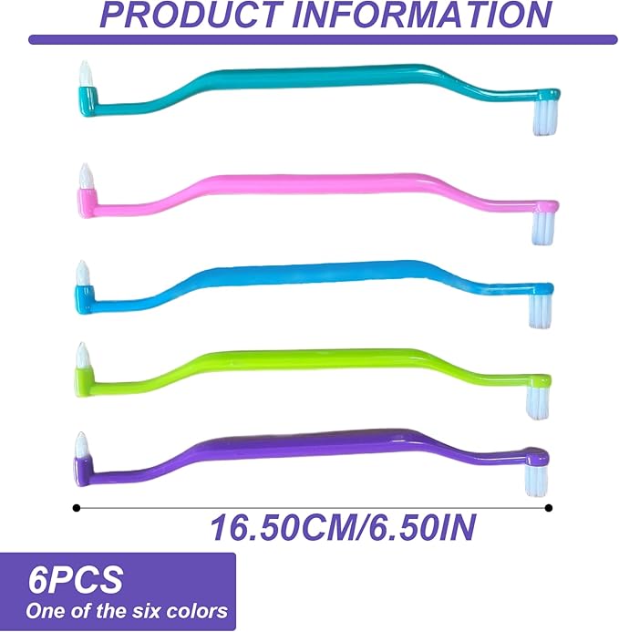 6PCS Braces Toothbrush, 2-in-1 Double Head Braces Brush for Interdental and Wisdom Teeth, Soft Single Tufted Orthodontic Toothbrush Orthodontic