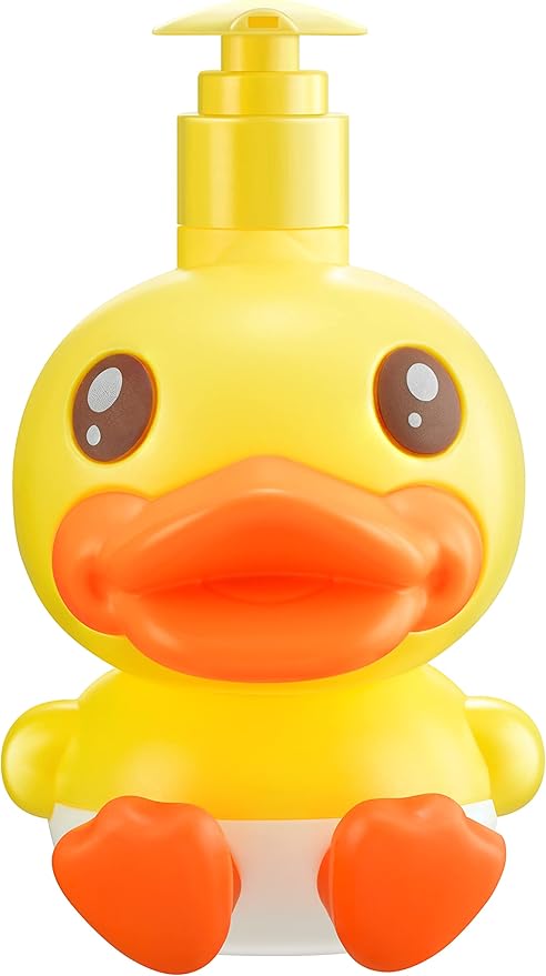 Cute Soap Dispenser for Kids Gift,Fun Dispenser for Bathroom Kitchen Countertop Vanity fit Lotion Shampoo Shower Hand Sanitizer,Animal Yellow B Duck Themed Soap Bottle with Pump Bath Accessories