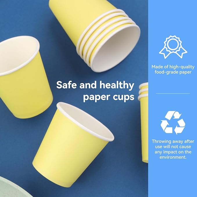 300 Pack 3oz Yellow Paper Cups,Mouthwash Cups, Disposable Bathroom Cups,Small Paper Cups 3oz Ideal for Bathroom,Supermarket,Birthday Party,Picnic and BBQ