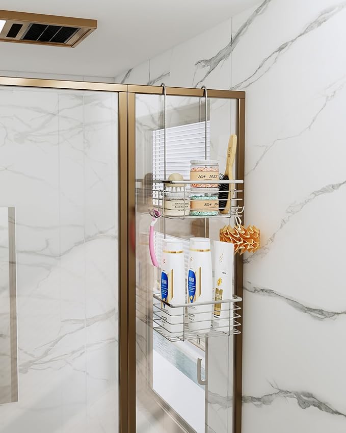 2-Tier shower caddy hanging,shower rack,small hanging bathroom organizer,bathroom door organizer,shower caddy over shower head