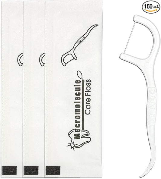 150 pcs Dental Flossers Each Individually Wrapped, Floss Singles Bag, Travel Hotel Restaurant Office Car Dental Floss Picks Oral Care Teeth Clean Flat Wire