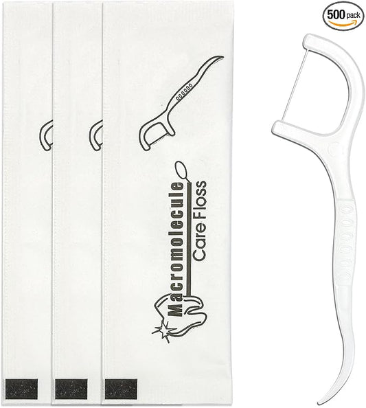 500 pcs Dental Flossers Each Individually Wrapped, Floss Singles Bag, Travel Hotel Restaurant Office Car Dental Floss Picks Oral Care Teeth Clean Flat Wire