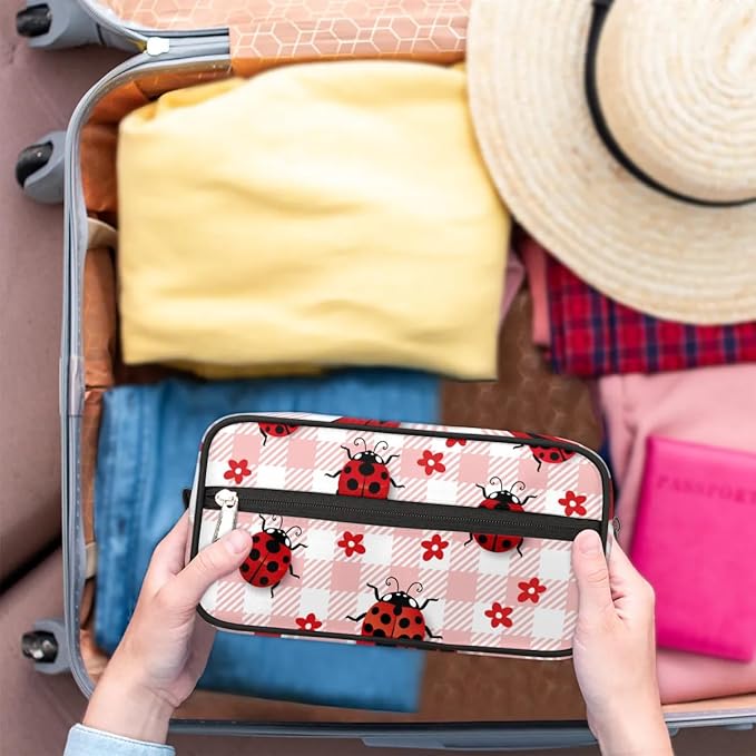 Kids Toiletry Bag for Boys Girls,Cute Ladybugs Travel Hanging Wash Bag Small Makeup Organizer Cosmetic Bag for Women Traveling Toiletries with Handle